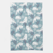 Folk Art Arctic Fox in de sneeuw met Holly Theedoek (Verticaal)