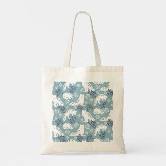 Folk Art Arctic Fox in de sneeuw met Holly Tote Bag