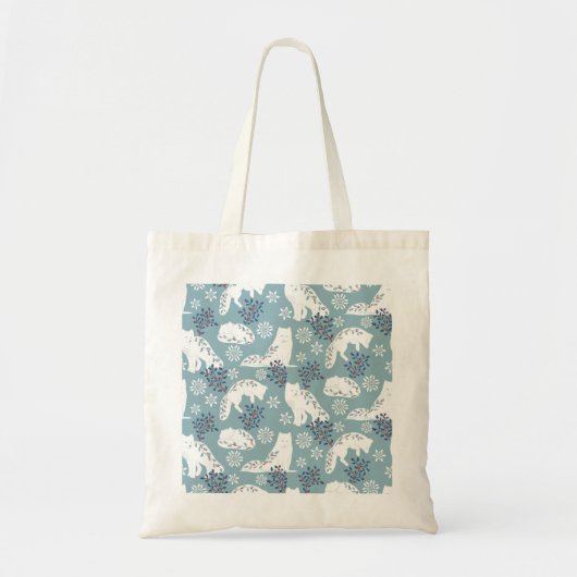 Folk Art Arctic Fox in de sneeuw met Holly Tote Bag (Voorkant)