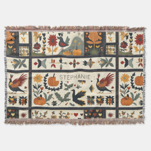 Folk Art Autumn Quilt patroon   rustieke oogst Deken