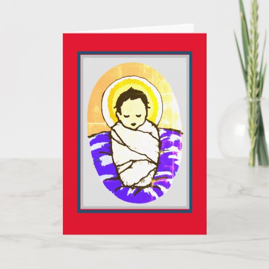 FOLK ART BABY JESUS CHRISTMAS Folded Kaart (Voorkant)