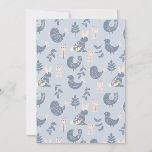 Folk Art Baby shower uitnodiging Scandinavische st (Achterkant)