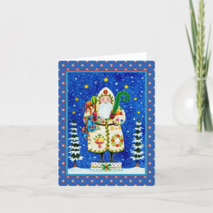 FOLK ART BALTIMORE QUILT FATHER CHRISTMAS Blank Kaart