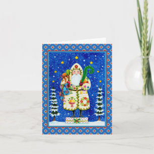 FOLK ART BALTIMORE QUILT FATHER CHRISTMAS Blank Kaart
