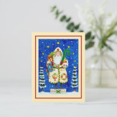 FOLK ART BALTIMORE QUILT FATHER CHRISTMAS FEESTDAGENKAART (Staand voorkant)