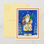 FOLK ART BALTIMORE QUILT FATHER CHRISTMAS FEESTDAGENKAART (Voorkant / Achterkant)