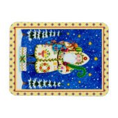 FOLK ART BALTIMORE QUILT FATHER CHRISTMAS HOLIDAY MAGNEET (Horizontaal)