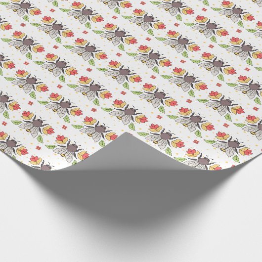 Folk Art Bee Cadeaupapier (Hoek)