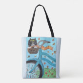 Folk Art Bicycle Cat Unieke vun Painting Tote Bag (Achterkant)