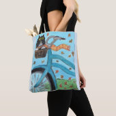 Folk Art Bicycle Cat Unieke vun Painting Tote Bag (Dichtbij)