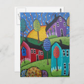 FOLK ART Big Sun DOOR LORI EVERETT briefkaart (Voorkant / Achterkant)