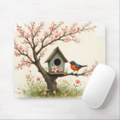 Folk Art Bird and Birdhouse Muismat (Met muis)