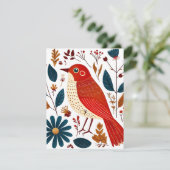 Folk Art Bird Feestdagenkaart (Staand voorkant)