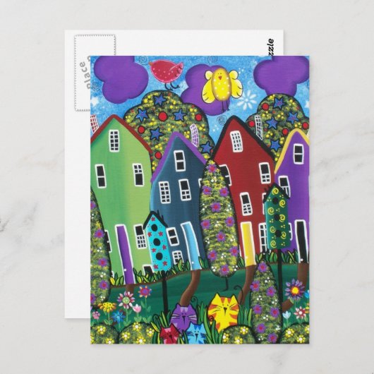 FOLK ART Bird Of Paradise BY LORI EVERETT postcard Briefkaart (Voorkant / Achterkant)