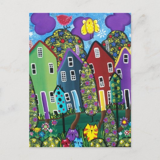 FOLK ART Bird Of Paradise BY LORI EVERETT postcard Briefkaart (Voorkant)