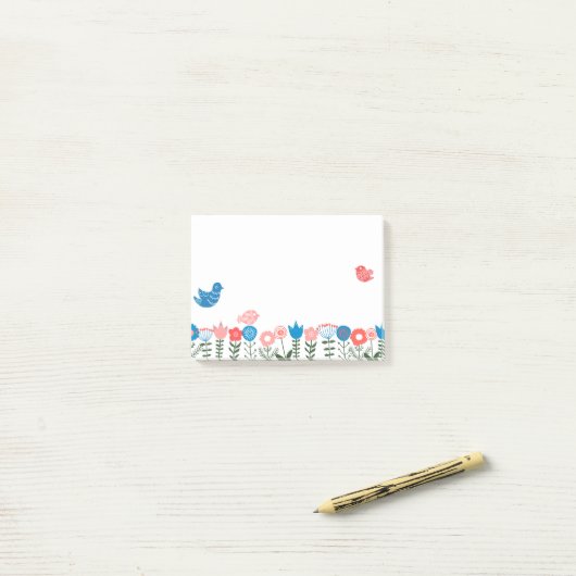 Folk Art Birds and Flowers Post-it® Notes (Op bureau)