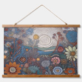 Folk Art Bloem Landschap Muur Hangen Hangend Wandkleed (Voorkant)