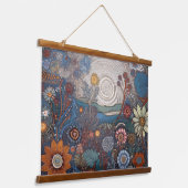 Folk Art Bloem Landschap Muur Hangen Hangend Wandkleed (Gebogen)