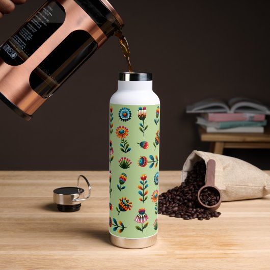 Folk Art Bloem Waterfles (Koffie)