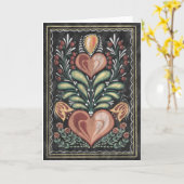 Folk Art bloemen en harten Kaart (Gele Bloem)