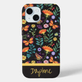 Folk Art Bloemen en Vlinders Gepersonaliseerd Case-Mate iPhone Case (Achterkant)