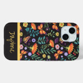 Folk Art Bloemen en Vlinders Gepersonaliseerd Case-Mate iPhone Case (Achterkant (horizontaal))