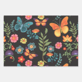 Folk Art Bloemen en Vlinders Inpakpapier Vel (Voorkant 3)