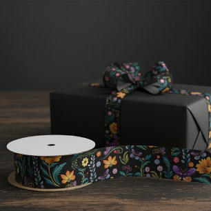 Folk Art Bloemen en Vlinders Satijnen Lint