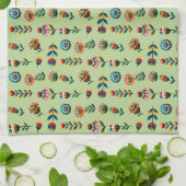 Folk Art Bloemen Keukenhanddoek (Gevouwen)