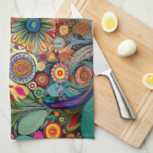 Folk Art Bloemen Keukenhanddoek (Quarter Fold)