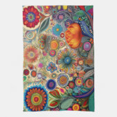 Folk Art Bloemen Keukenhanddoek (Verticaal)