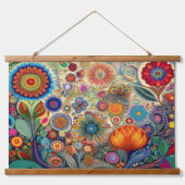 Folk Art Bloemen Muur Hangen Hangend Wandkleed (Voorkant)