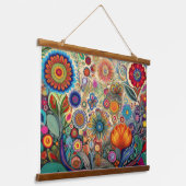 Folk Art Bloemen Muur Hangen Hangend Wandkleed (Gebogen)