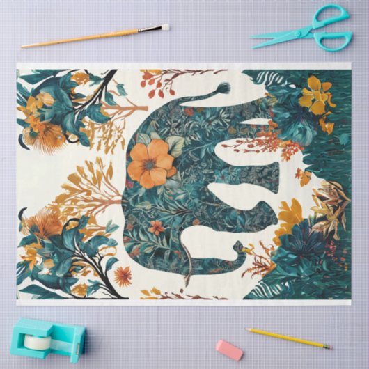 Folk Art Bloemen Olifant Decoupage Tissuepapier (Craft)