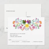 Folk Art Bloemen Rooster RSVP Uitnodiging Briefkaart (Voorkant / Achterkant)