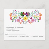 Folk Art Bloemen Rooster RSVP Uitnodiging Briefkaart (Voorkant)