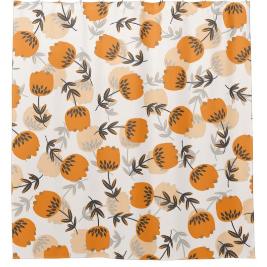 Folk Art Bloemen Scandinavische stijl Douchegordijn (Voorkant)