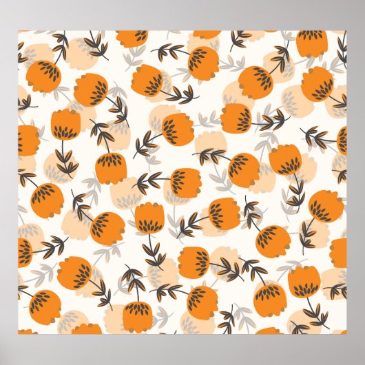 Folk Art Bloemen Scandinavische stijl Poster (Voorkant)