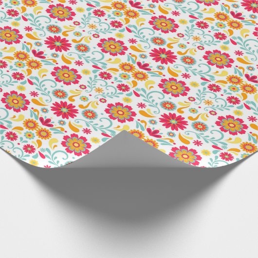 Folk Art Bloemen Wrapping Papier (Hoek)