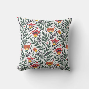 Folk art bloemenpatroon kussen