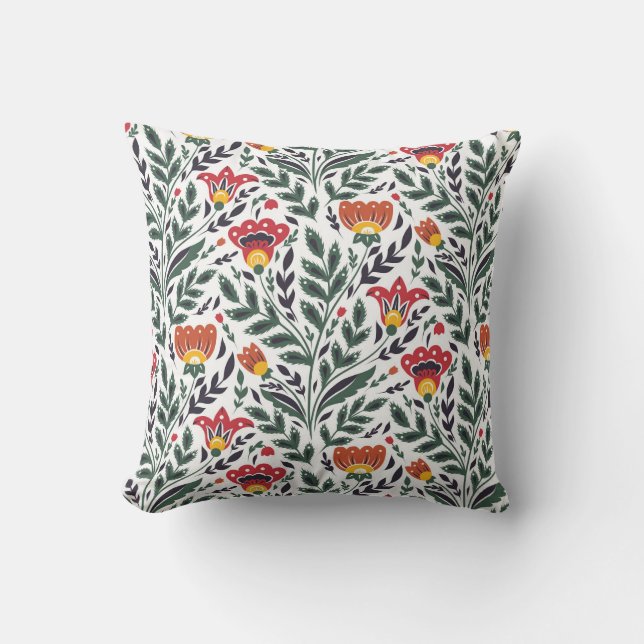 Folk art bloemenpatroon kussen (Voorkant)