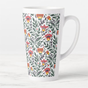 Folk art bloemenpatroon latte mok
