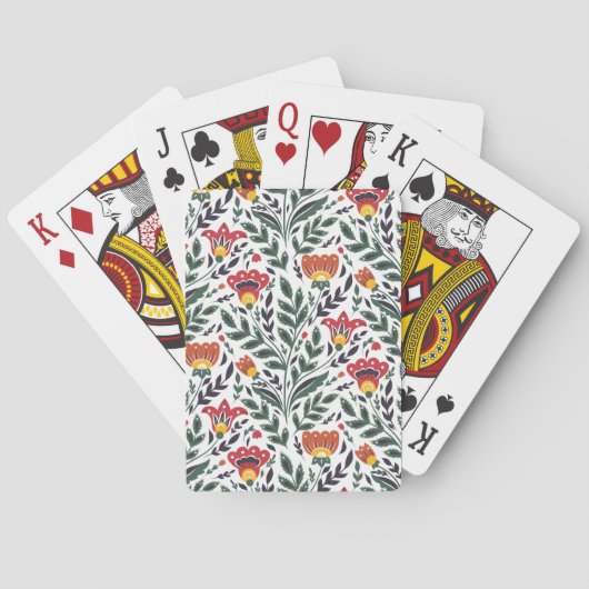 Folk art bloemenpatroon pokerkaarten (Achterkant)
