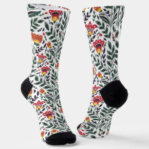 Folk art bloemenpatroon sokken