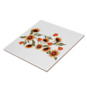 Folk Art Bloempatroon Rood Sinaasappel Groen Botan Tegeltje (Zijkant)