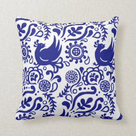 Folk Art Blue en White Pillow Kussen