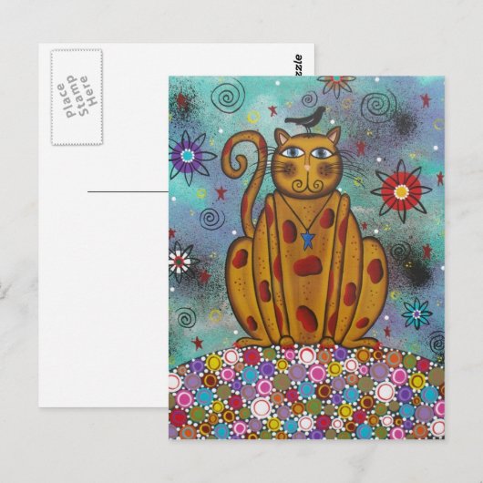 FOLK ART Blue Eye's BY LORI EVERETT briefkaart (Voorkant / Achterkant)