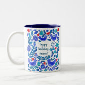 Folk Art Bluebird Personalized Mug Tweekleurige Koffiemok (Links)