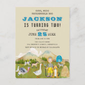 Folk Art Boerderij Barnyard Animals Verjaardag Uitnodiging Briefkaart (Voorkant)