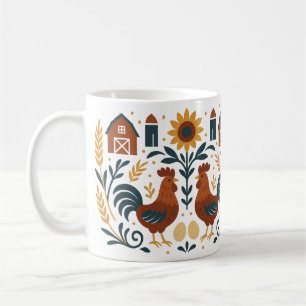 Folk Art Boerderij Rooster Koffiemok
